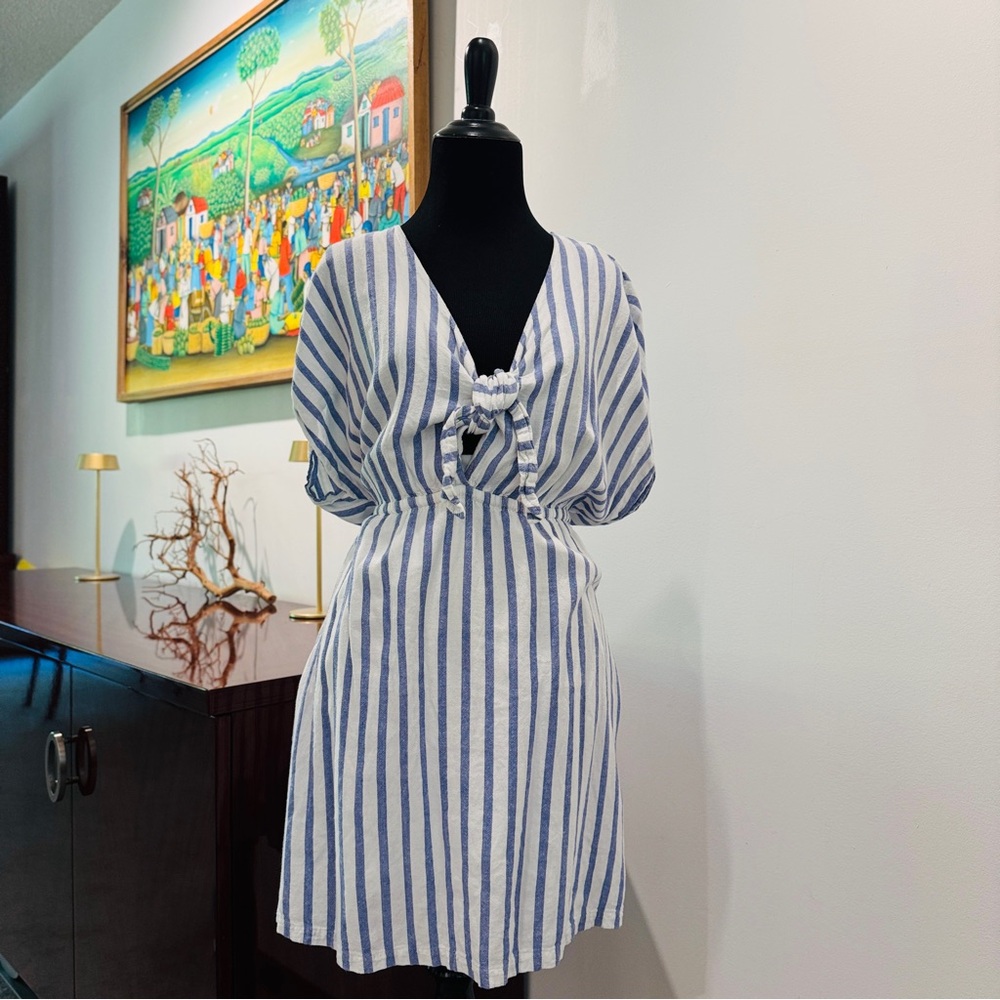 Blue and White Striped Dress